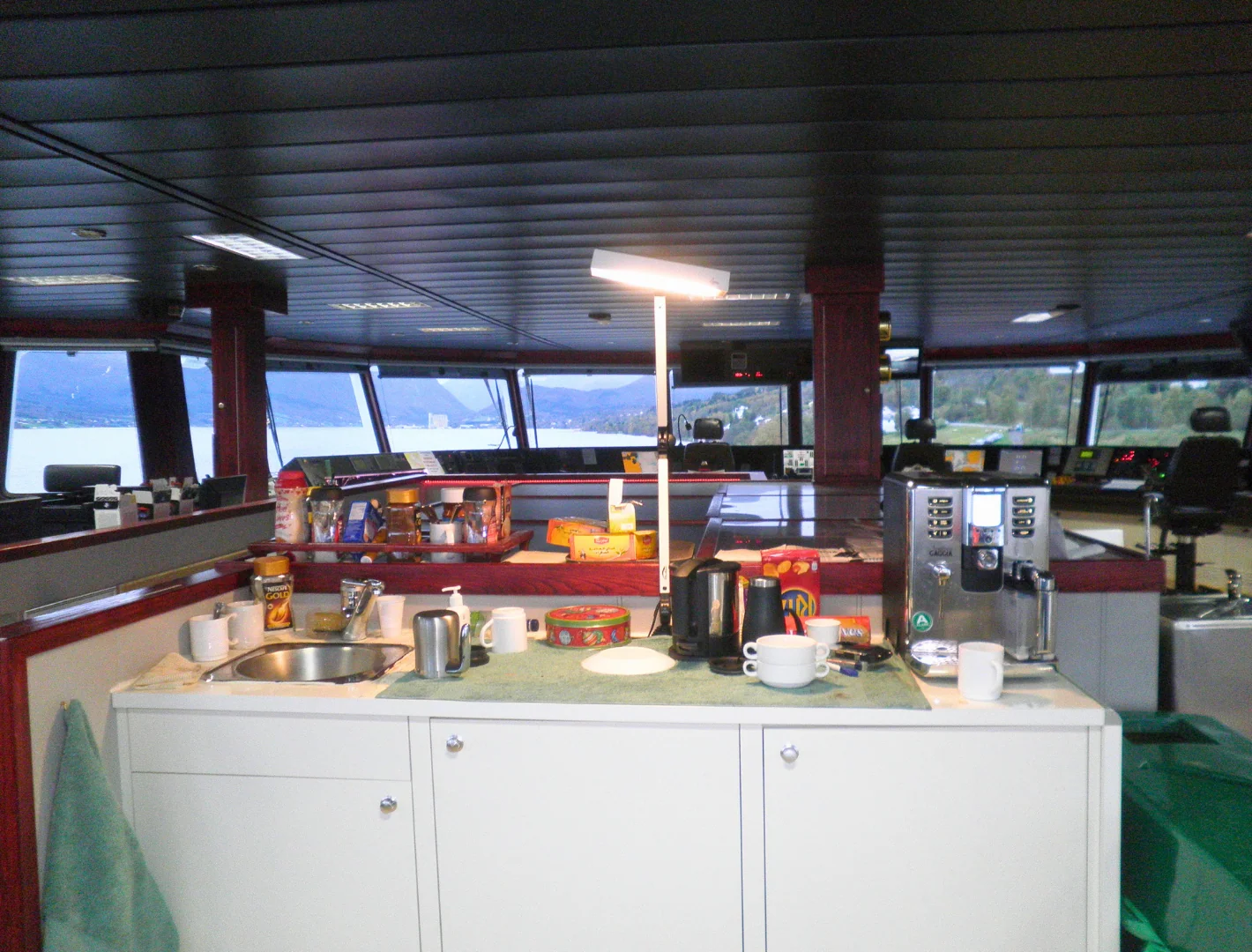 On the bridge — the captain’s control area