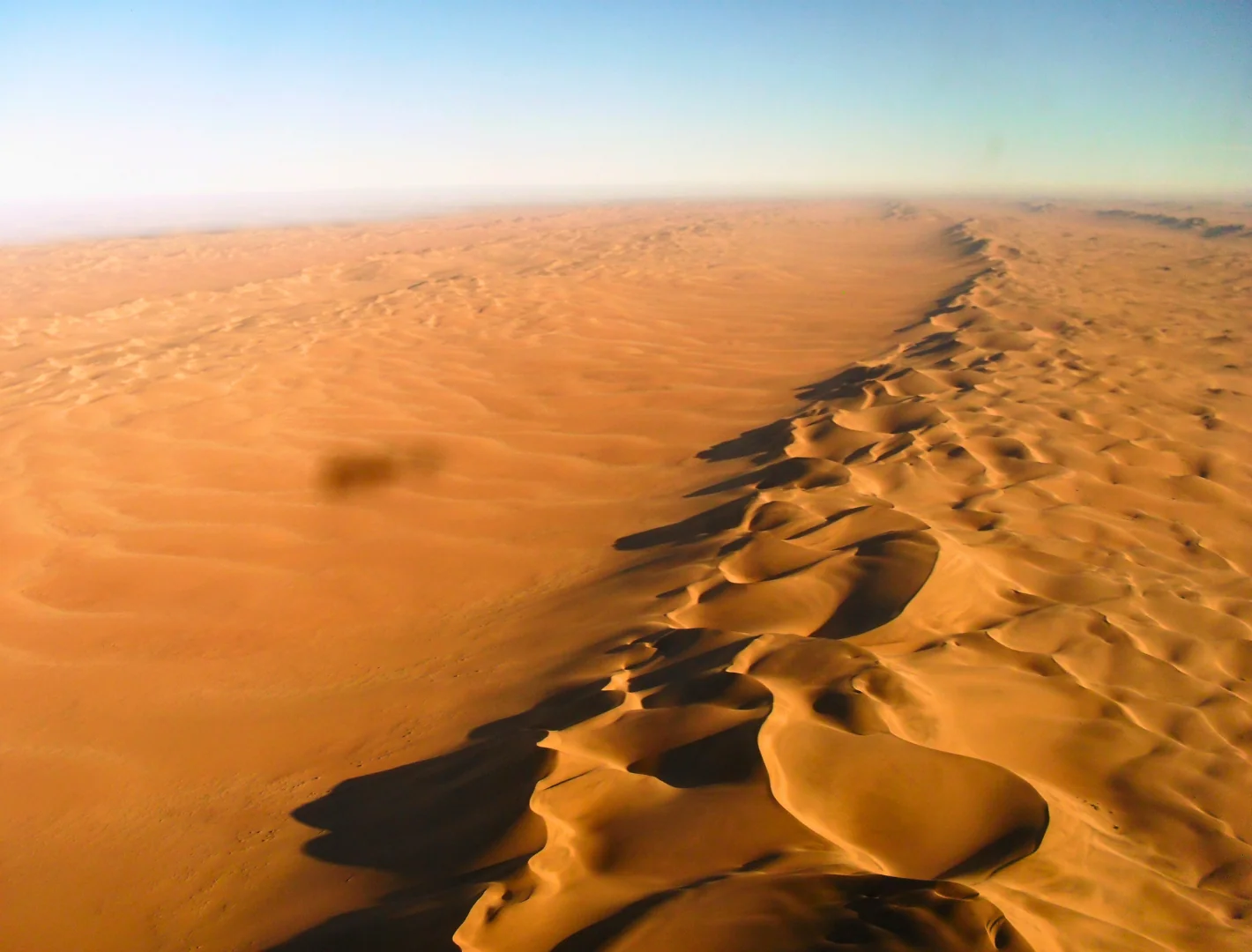 Majestic view of the Namibian Desert from a helicopter during crew change